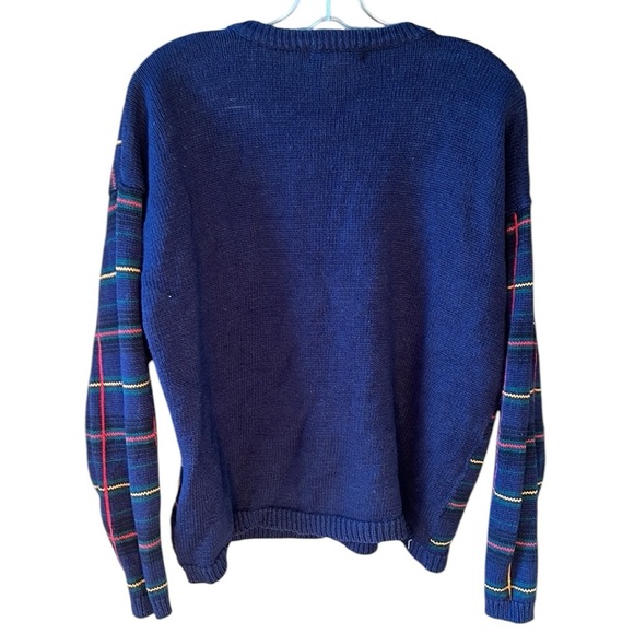 Sarah Alexander Vintage SzL Cotton Ramie Old Money Tartan Plaid Cardigan Sweater - Picture 6 of 7